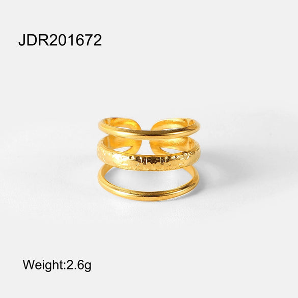 Wholesale Unisex Stainless Steel Irregular Geometric Ring With Electroplating Treatment