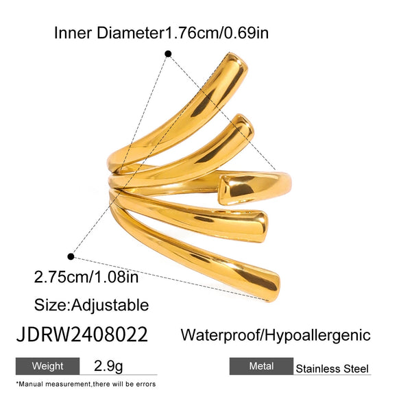 Wholesale Unisex Stainless Steel Irregular Geometric Ring With Electroplating Treatment