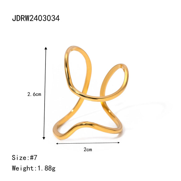 Wholesale Unisex Stainless Steel Irregular Geometric Ring With Electroplating Treatment