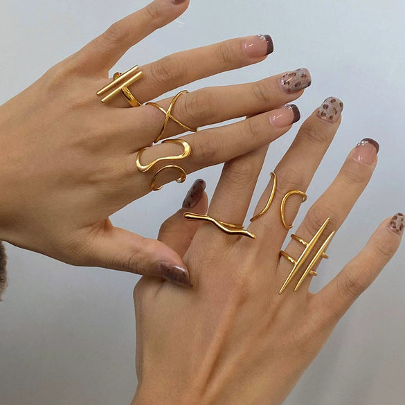 Wholesale Unisex Stainless Steel Irregular Geometric Ring With Electroplating Treatment