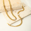 Wholesale Unisex Stainless Steel Jewelry With Rectangular Zircon Inlay And Cuban Chain Pvdp Furnace Real Gold Treated