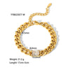 Wholesale Unisex Stainless Steel Jewelry With Rectangular Zircon Inlay And Cuban Chain Pvdp Furnace Real Gold Treated