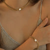 Wholesale Unisex Stainless Steel Jewelry With Rectangular Zircon Inlay And Cuban Chain Pvdp Furnace Real Gold Treated