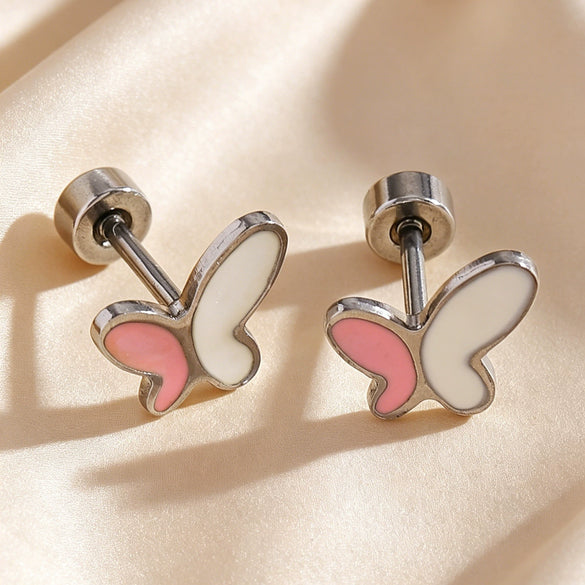 Wholesale Unisex Stainless Steel 14K Gold Electroplated Enamel Butterfly And Animal Zodiac Design Earrings