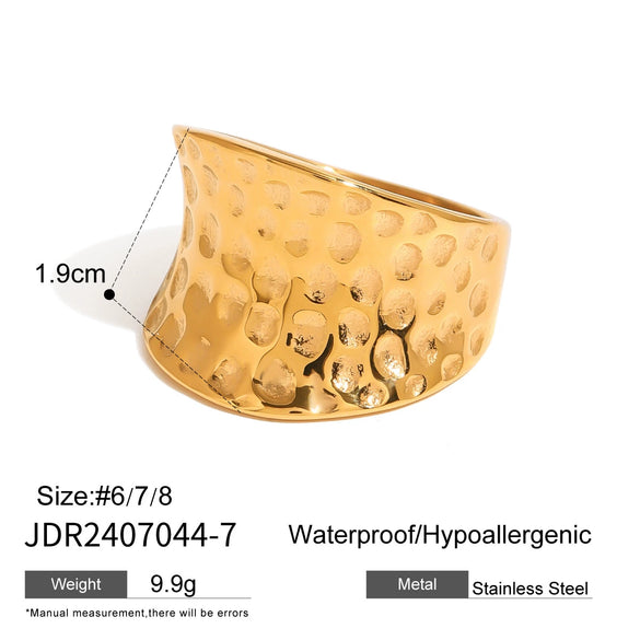 Wholesale Unisex Stainless Steel 18K Gold Plated Special Shaped Exaggerated Ring With Design Sense And Unique Style