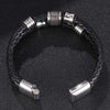 Wholesale Unisex Stainless Steel Leather Jewelry Bracelet With Inverted Magnetic Buckle And Geometric Design