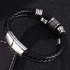 Wholesale Unisex Stainless Steel Leather Jewelry Bracelet With Inverted Magnetic Buckle And Geometric Design