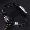 Wholesale Unisex Stainless Steel Leather Jewelry Bracelet With Inverted Magnetic Buckle And Geometric Design