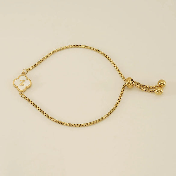 Wholesale Unisex Stainless Steel Letter And Four Leaf Clover Design Electroplated Bracelet