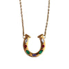 Wholesale Unisex Stainless Steel O Chain Necklace With Geometric Ushaped Pendant Electroplated And Inlaid Zircon Featuring Rainbow And Horseshoe Lucky Symbol