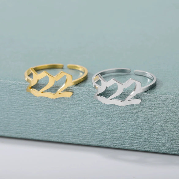 Wholesale Unisex Stainless Steel Opening Ring With Numbers Pattern 18K Gold Plated