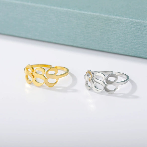 Wholesale Unisex Stainless Steel Opening Ring With Numbers Pattern 18K Gold Plated