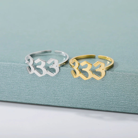 Wholesale Unisex Stainless Steel Opening Ring With Numbers Pattern 18K Gold Plated