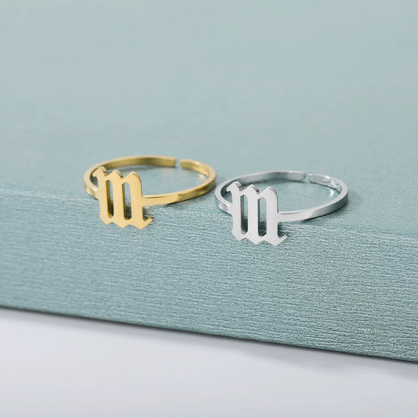 Wholesale Unisex Stainless Steel Opening Ring With Numbers Pattern 18K Gold Plated