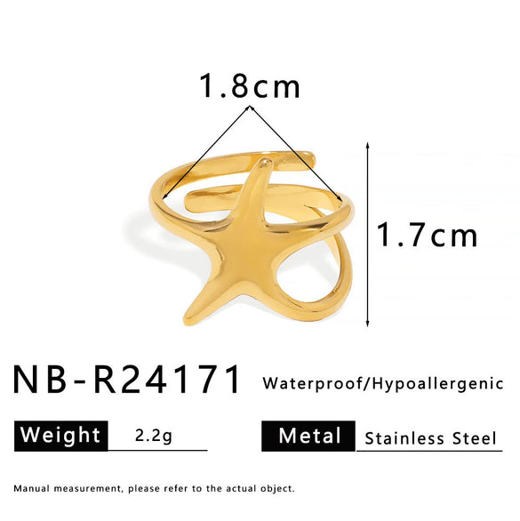 Wholesale Unisex Stainless Steel Ring With Star And Geometric Line Winding Design Electroplated