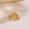 Wholesale Unisex Stainless Steel Ring With Star And Geometric Line Winding Design Electroplated
