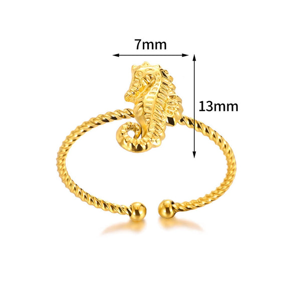 Wholesale Unisex Stainless Steel Seahorse Animal Jewelry Electroplated Ring