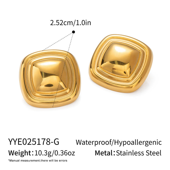 Wholesale Unisex Stainless Steel Titanium Steel Color Matching Square Geometric Earrings Highend Retro Style Pvd Vacuum Real Gold Electroplating Nonfading
