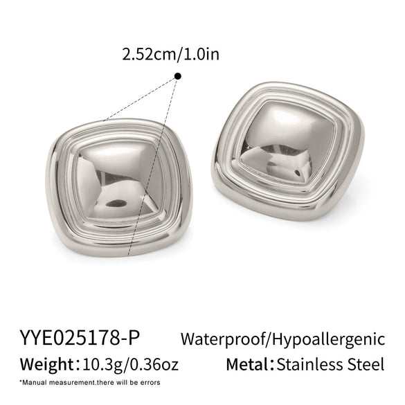 Wholesale Unisex Stainless Steel Titanium Steel Color Matching Square Geometric Earrings Highend Retro Style Pvd Vacuum Real Gold Electroplating Nonfading