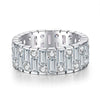 Wholesale Unisex 925 Sterling Silver Ring With 5A Full Diamond Zircon In Emerald Cut Electroplated Simple Geometric Style