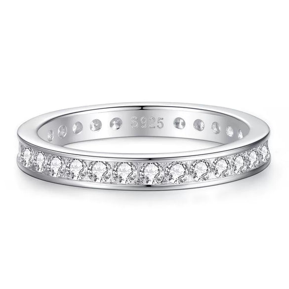 Wholesale Unisex 925 Sterling Silver Ring With 5A Full Diamond Zircon In Emerald Cut Electroplated Simple Geometric Style
