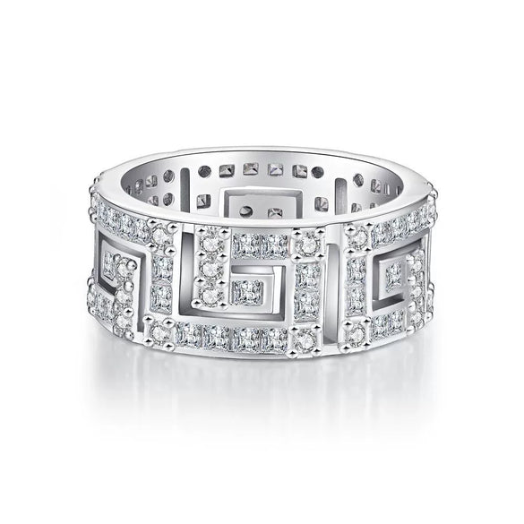 Wholesale Unisex 925 Sterling Silver Ring With 5A Full Diamond Zircon In Emerald Cut Electroplated Simple Geometric Style