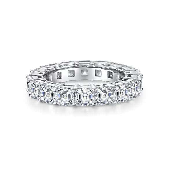 Wholesale Unisex 925 Sterling Silver Ring With 5A Full Diamond Zircon In Emerald Cut Electroplated Simple Geometric Style