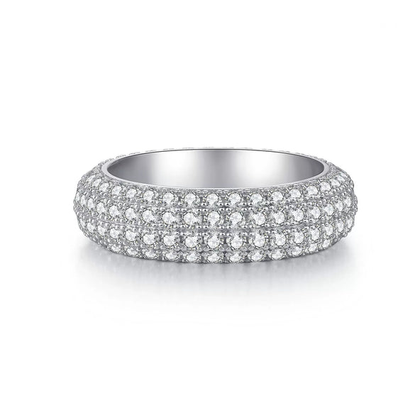 Wholesale Unisex 925 Sterling Silver Ring With 5A Full Diamond Zircon In Emerald Cut Electroplated Simple Geometric Style