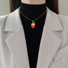 Wholesale Unisex Strawberry Geometric Full Diamond Necklace Made Of Titanium Steel And Copper