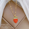 Wholesale Unisex Strawberry Geometric Full Diamond Necklace Made Of Titanium Steel And Copper