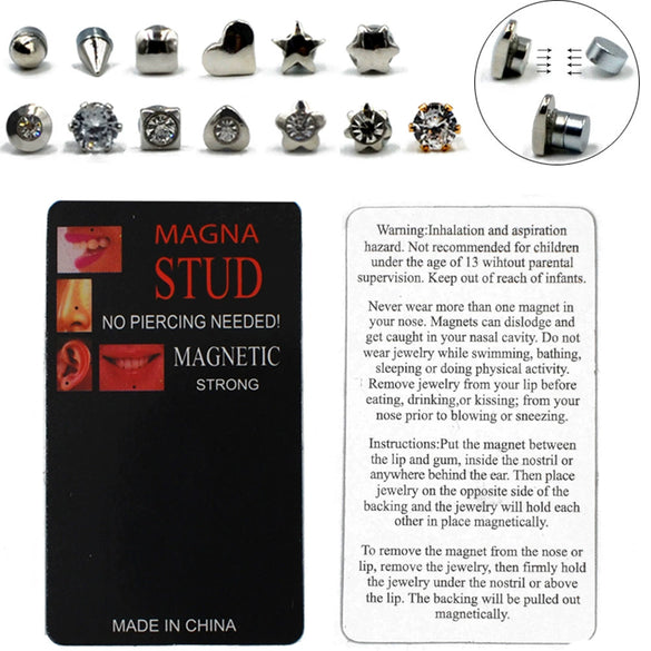 Wholesale Unisex Surgical Steel Holefree Nose Lip Ear Bone Nails With Round Ball Square Fivestar Plum Blossom Heart Shape Patterns And Electroplating Treatment