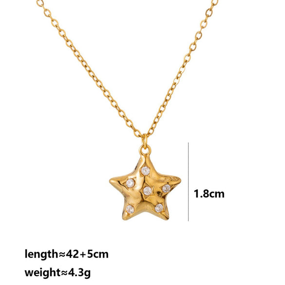 Wholesale Unisex Sweet And Cool Minimalist Stainless Steel Star Electroplated Drawstring Ochain Necklace