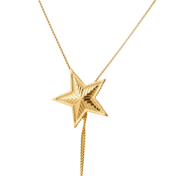 Wholesale Unisex Sweet And Cool Minimalist Stainless Steel Star Electroplated Drawstring Ochain Necklace
