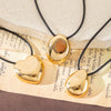 Wholesale Unisex Sweet And Cool Style Heart Shape Irregular Geometric Pendant Stainless Steel Leather Rope O Word Chain Electroplated Necklace