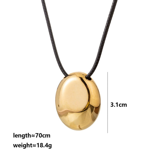 Wholesale Unisex Sweet And Cool Style Heart Shape Irregular Geometric Pendant Stainless Steel Leather Rope O Word Chain Electroplated Necklace