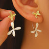 Wholesale Unisex Threedimensional Flower Enamel Colorblocking Earrings Made Of Environmentally Friendly Copper With 14K Gold Ear Needles And Electroplating Design