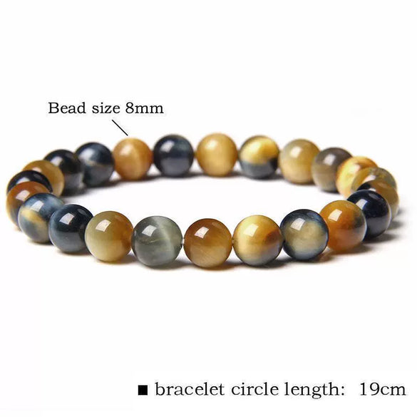Wholesale Unisex Tiger Eye Stone Bead Bracelet Jewelry Accessories In Mixed Blue And Yellow Colors