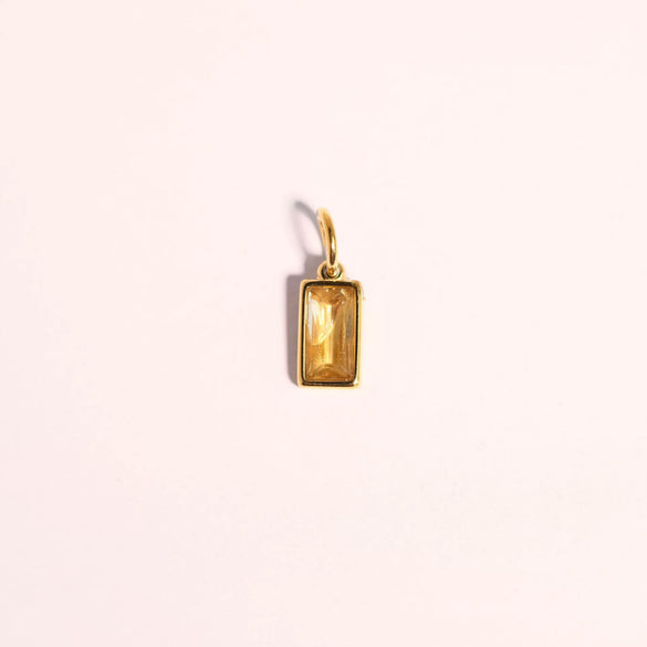 Wholesale Unisex Titanium Steel Birthstone Cube Pendant Necklace With Electroplating Treatment