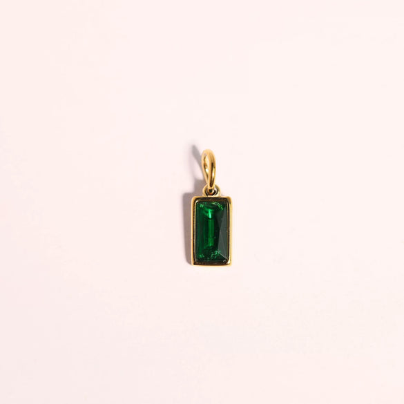 Wholesale Unisex Titanium Steel Birthstone Cube Pendant Necklace With Electroplating Treatment