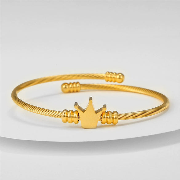 Wholesale Unisex Titanium Steel Geometric Cross Opening Adjustable Bracelet With Electroplating