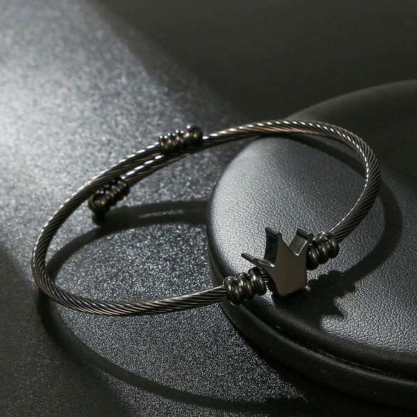 Wholesale Unisex Titanium Steel Geometric Cross Opening Adjustable Bracelet With Electroplating