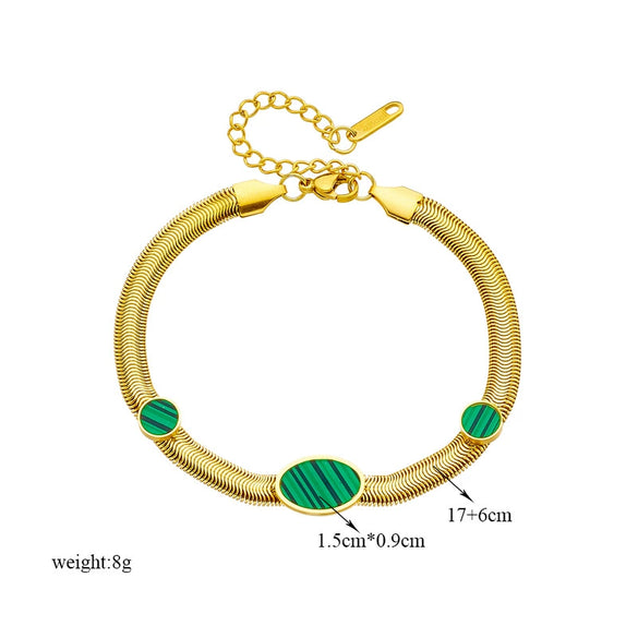 Wholesale Unisex Titanium Steel Geometric Oval Snake Bone Chain Bracelet With Electroplating