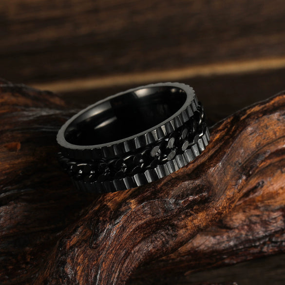 Wholesale Unisex Titanium Steel Geometric Style Ring With Electroplating Treatment
