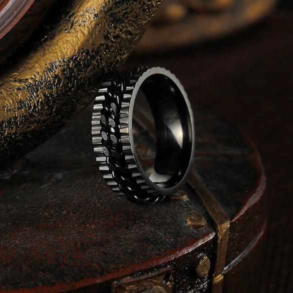 Wholesale Unisex Titanium Steel Geometric Style Ring With Electroplating Treatment