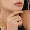 Wholesale Unisex 316L Stainless Steel Gold Plated Geometric Hollow Open Ring Light Luxury Style Jewelry