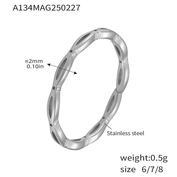 Wholesale Unisex 316L Stainless Steel Gold Plated Geometric Hollow Open Ring Light Luxury Style Jewelry