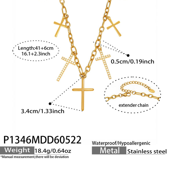 Wholesale Unisex Titanium Steel 18K Goldplated Cross Pendant Necklace In Chic Style
