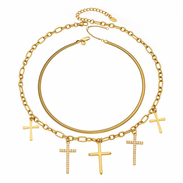 Wholesale Unisex Titanium Steel 18K Goldplated Cross Pendant Necklace In Chic Style