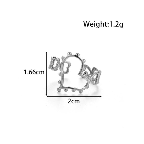 Wholesale Unisex Titanium Steel Love Lip Opening Adjustable Ring With Heart Shape Pattern And Electroplating Design