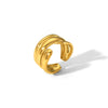 Wholesale Unisex Titanium Steel Ring With Irregular Hammered Design And Geometric Style Vacuum Real Gold Electroplated